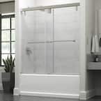 Lyndall 60 in. W x 59-1/4 in. H Mod Soft-Close Sliding Frameless Bathtub Door in Nickel with 3/8 in. Clear Glass