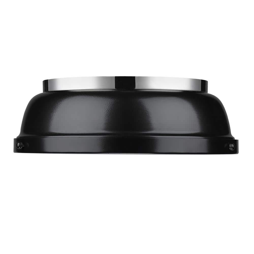 14" Chrome and Black Glass Flush Mount Light
