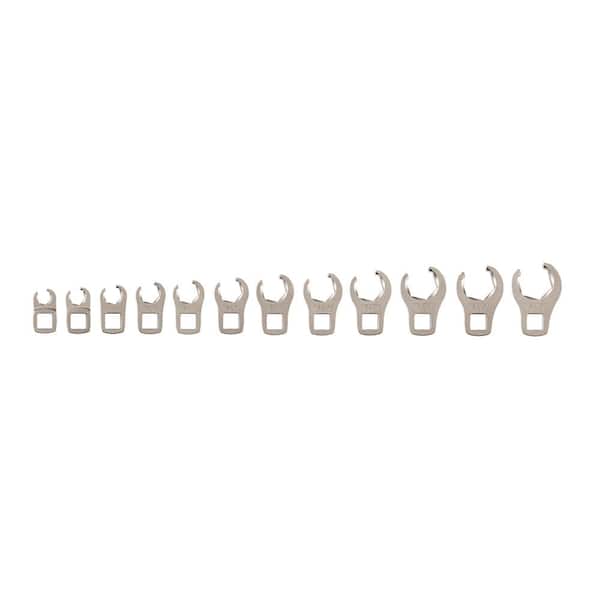 TEKTON 8-19 mm 3/8 in. Drive 6-Point Flare Nut Crowfoot Wrench Set (12-Piece)