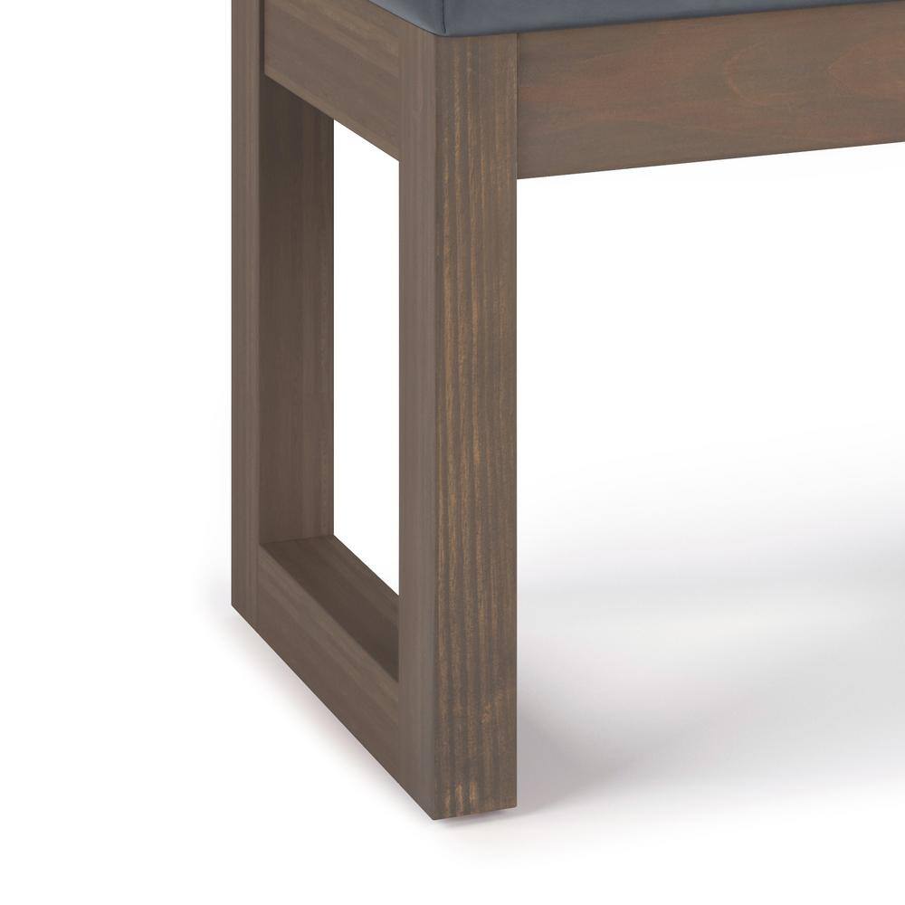 Milltown Stone Grey Faux Leather Narrow Profile Ottoman Bench