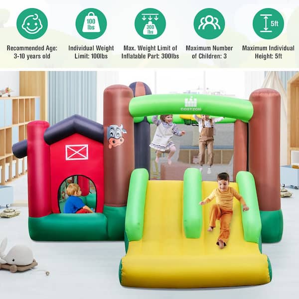 Costway Farm Themed Inflatable Castle Kids Bounce House with