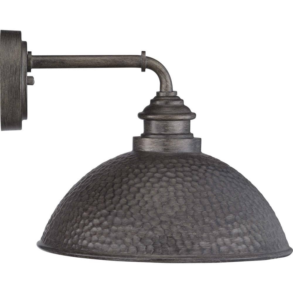 Antique Pewter Hammered Copper Wall Lantern, 12-inch