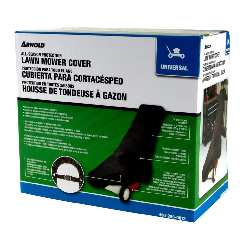 Universal Black Heavy-Duty Push Mower Cover with Elastic Hem