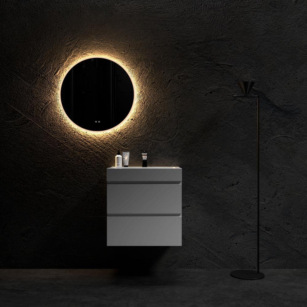 Alice 24" White MDF Floating Bathroom Vanity with Sink