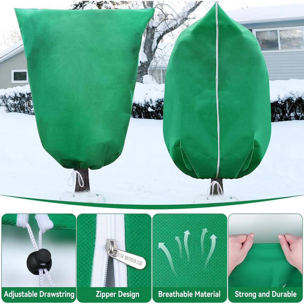 Green Heavy-Duty Frost Cloth Plant Covers with Zipper and Drawstring, 82" x 94" (2-Pack)