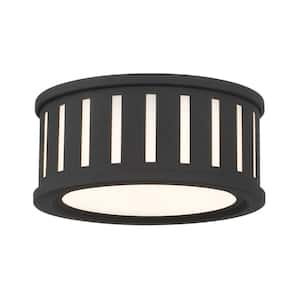 00633779095016, [ 9.5 in ] Kendal 2-Light Black Forged Flush Mount