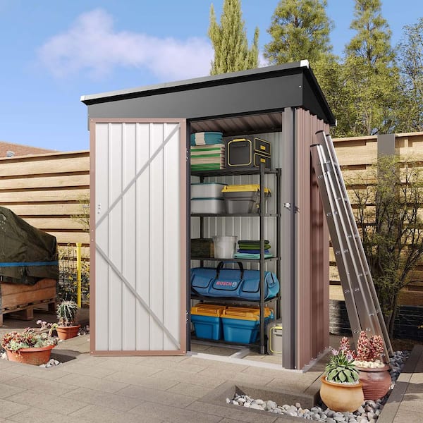 Sizzim 5 ft. W x 3 ft. D Storage Metal Shed with Subfloor Channels