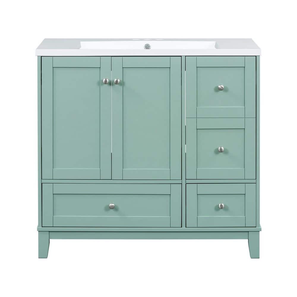 36 in. Single Sink Freestanding Vanity Green Bath Vanity with White Resin Sink Top price history on PriceWatchPro
