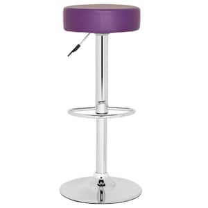 Jude Purple/Chrome Adjustable Height Swivel Cushioned Bar Stool
