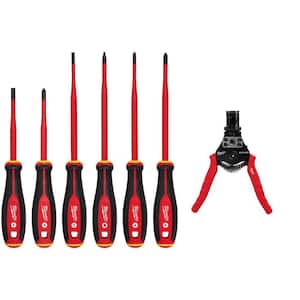1000-Volt Insulated Slim Tip Screwdriver Set with Automatic Wire Stripper and Cutter (7-Piece)