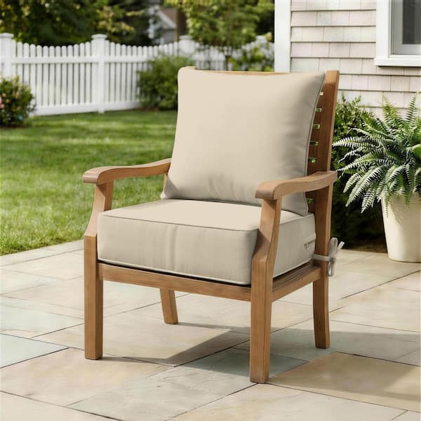 24 in. x 24 in. Deep Seat Outdoor Lounge Cushion with Backrest, Premium Waterproof Patio Furniture Cushions Cream