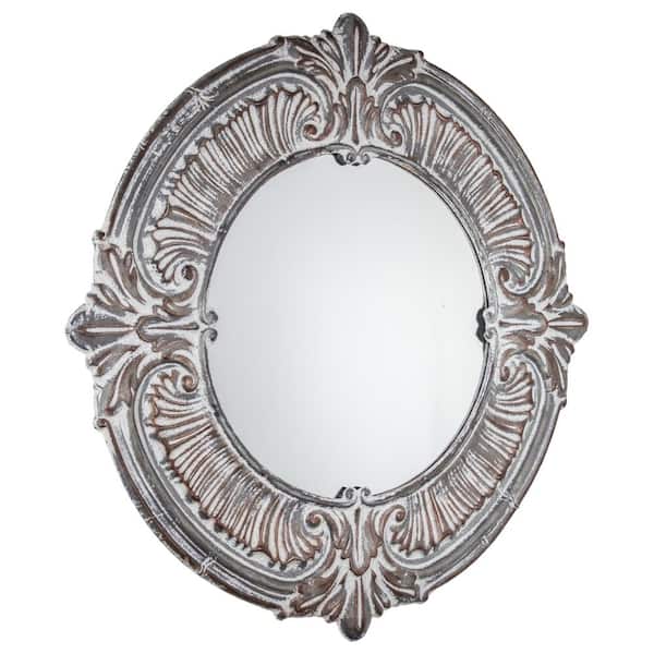 American Art Decor Medium Oval Grey Mirror (39 in. H x 39 in. W)