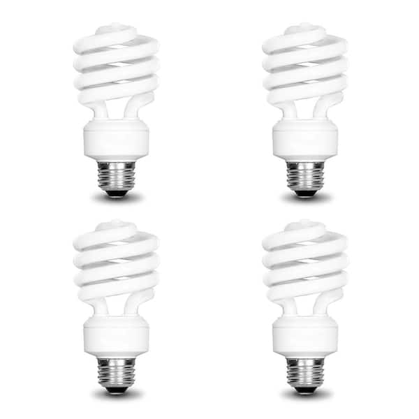 EcoSmart 100-Watt Equivalent T3 Spiral Non-Dimmable E26 Base Compact Fluorescent CFL Light Bulb, Daylight 5000K (4-Pack)