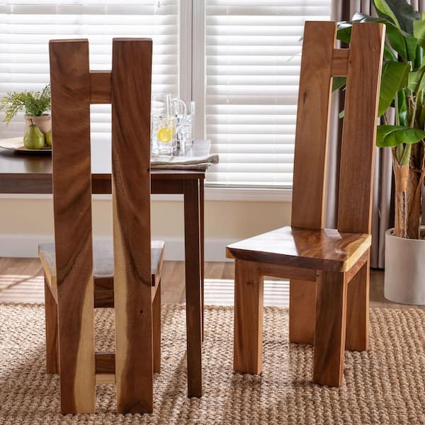 Lin Natural Suar Wood Dining Chair (Set of 2)