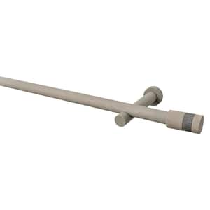 95 in. Intensions Single Curtain Rod Kit in Smoke with Wood-Fabric Finials and Open Brackets