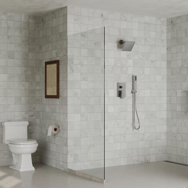 2-Handle 2-Spray Shower Faucet 2.5 GPM with Pressure Balance Valve, 6 in. Shower Head in Brushed Nickel