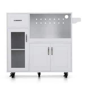 Ivory White Rolling Utility Kitchen Cart Storage Cabinet With Wheels