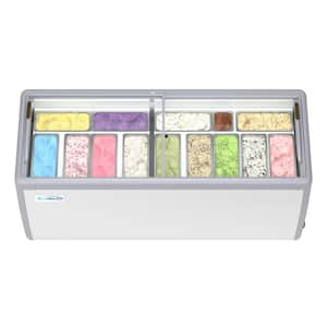 70 in. 20 cu. ft. Manual Defrost Gelato Dipping Cabinet Display Chest Freezer with Sliding Glass Door in White