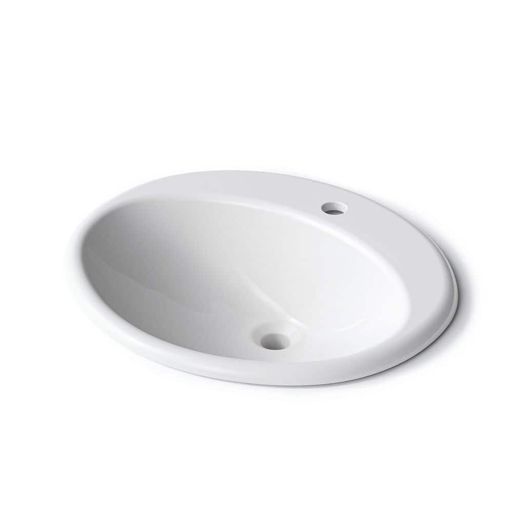 ClarityPure 21.8 in. Round Drop-in Bathroom Sink in White Vitreous China with Overflow and Smart-Clean Glaze price history on PriceWatchPro