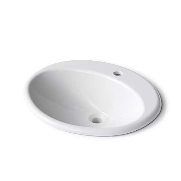 ClarityPure 21.8 in. Round Drop-in Bathroom Sink in White Vitreous China with Overflow and Smart-Clean Glaze