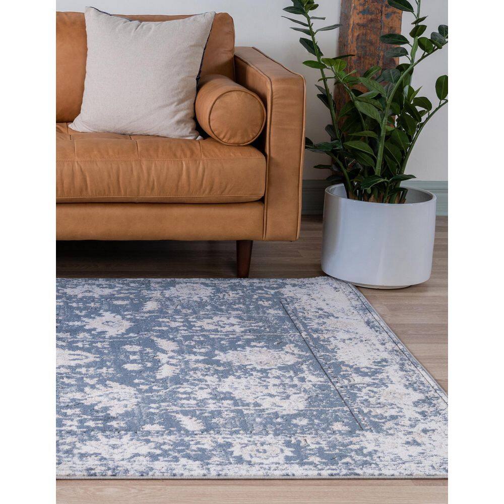 Portland Blue Rectangular Indoor Easy-Care Rug, 2x3 ft