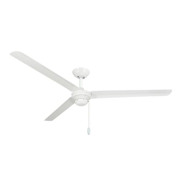 Indoor Outdoor Pure White Ceiling Fan, 36 Inch White Ceiling Fan Without Light