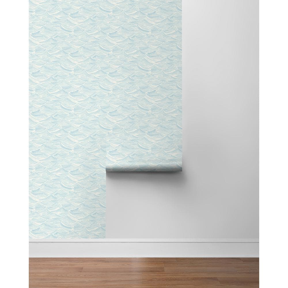 Seaside Waves Blue Pre-pasted Washable Wallpaper