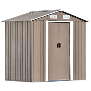 4 ft. W x 6 ft. D . Metal Outdoor Storage Sheds with Lockable Door in Brown (24 sq. ft.)