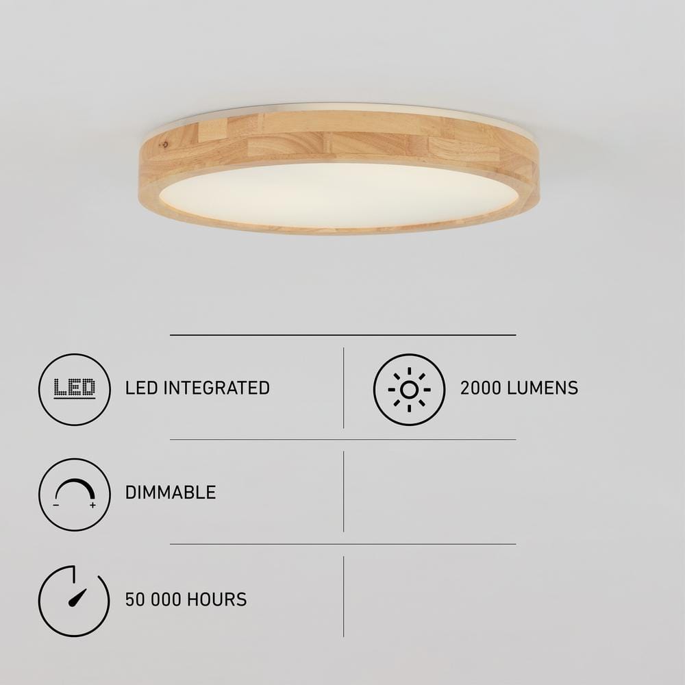 Dryad 15'' Wood and Aluminum LED Flush Mount Light