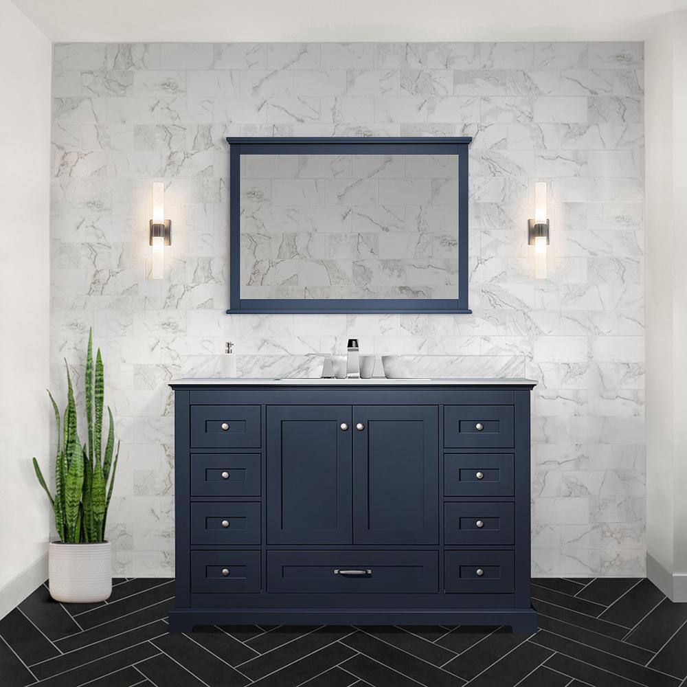 Navy Blue 48" Single Vanity with Carrara Marble Top