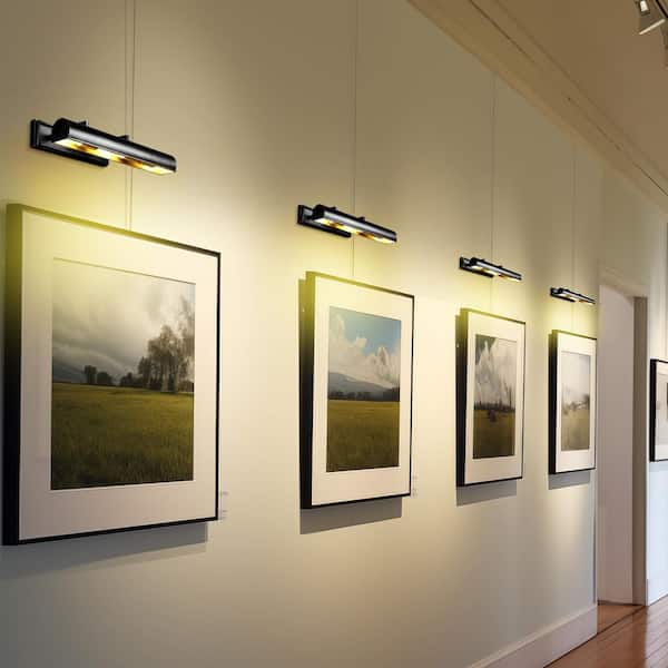 18 in. 3-Light Dimmable LED Black Picture Light, Adjustable Picture Light, Wall Sconce for Artwork, Poster, Portrait