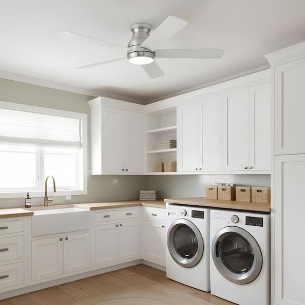 52 in. LED Indoor Nickel Low Profile Ceiling Fan with Light Kit and Remote Control