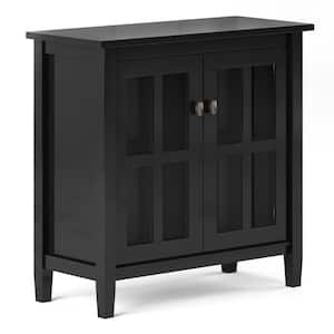 Warm Shaker Solid Wood 32 in. Wide Transitional Low Storage Cabinet in Black