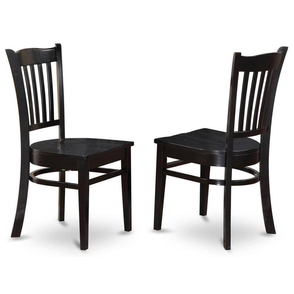 Black Wood Round Dining Table Set with Lattice Back Chairs