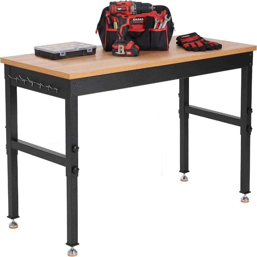 "60"" Wood Workbench Adjustable Height Heavy Duty 2200 LBS Capacity, Garage Work Table with Built-In Power Outlets & Hooks" price history on PriceWatchPro