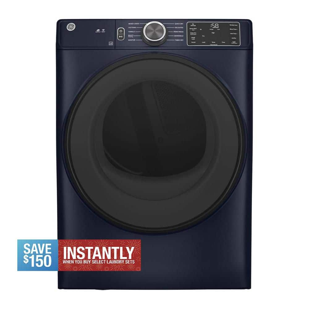 7.8 cu. ft. Smart Front Load Electric Dryer in Sapphire Blue with Sanitize Cycle, ENERGY STAR