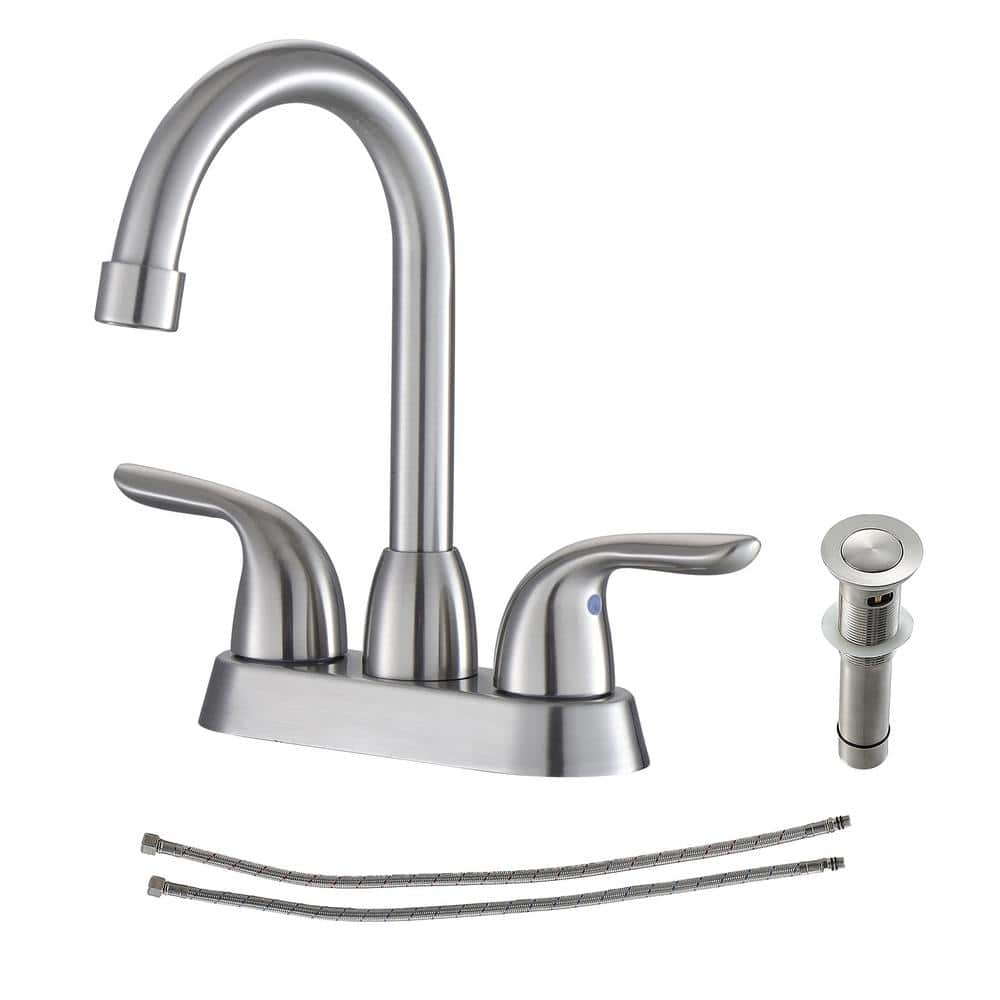 Logmey Double Handles Water Fall Vessel Sink Faucet with Pop-Up Drain ...