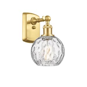 Athens Water Glass 1-Light Satin Gold Wall Sconce with Clear Water Glass Shade
