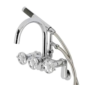 Belknap 3-Handle Wall-Mount Clawfoot Tub Faucet with Hand Shower in Polished Chrome