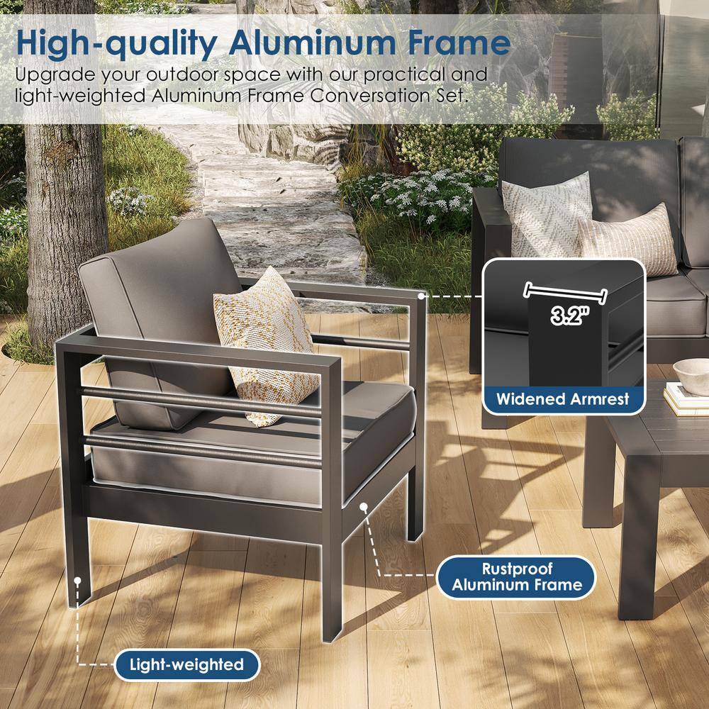 Detail view of the rustproof aluminum frame and widened armrest.