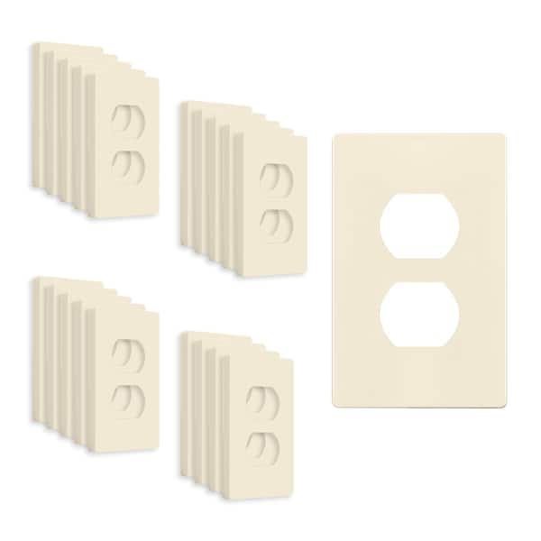 ENERLITES 1-Gang Light Almond Duplex Outlet Plastic Screwless Wall Plate (20-Pack)