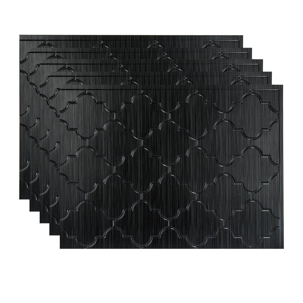 Fasade 18.25 in. x 24.25 in. Monaco Vinyl Backsplash Panel in Brushed Onyx (5-Pack)