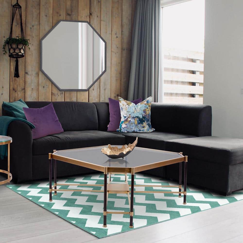 Matte Graphite Industrial Octagonal 38" Wall Mirror
