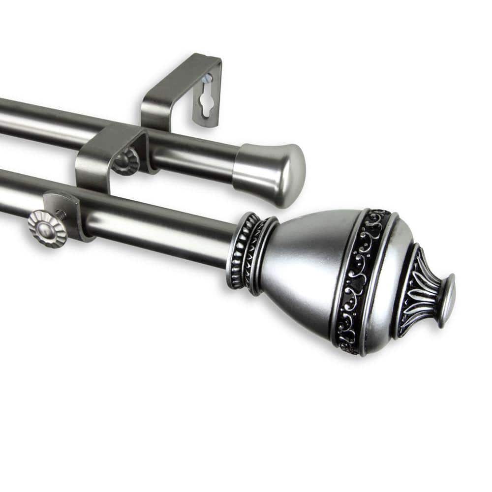 120 in. - 170 in. Telescoping Double Curtain Rod Kit in Satin Nickel with Amelie Finial price history on PriceWatchPro