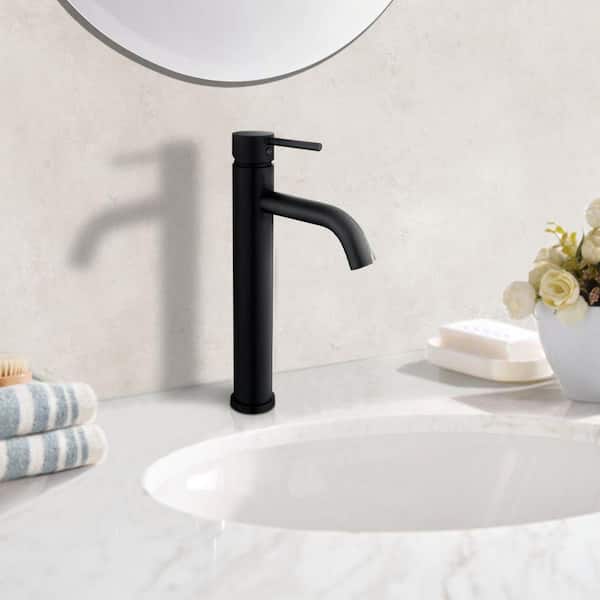 Satico 12 in. H Single-Handle Single Hole Bathroom Faucet in Matte Black