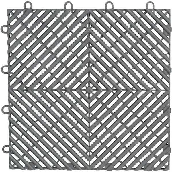 Gladiator 1 ft. x 1 ft. Silver Polypropylene Garage Flooring Drain Tile (4-Pack)