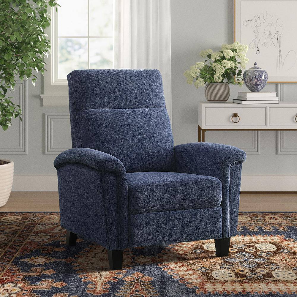 Aragon Blue Chenille Upholstered Push Back Recliner 9400CNBU-1 - The ...