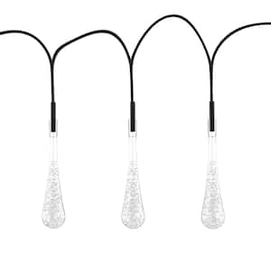 30-Light 20.5 ft. Cool White Outdoor Solar LED Tear Drop Bulb String Light with 8 Modes (2-Pack)