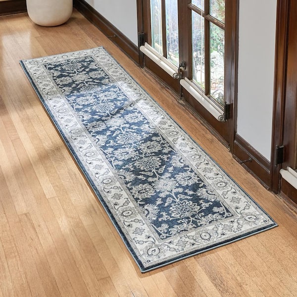 Majestic Moena Blue 2 ft. x 8 ft. Oriental Indoor Runner Rug