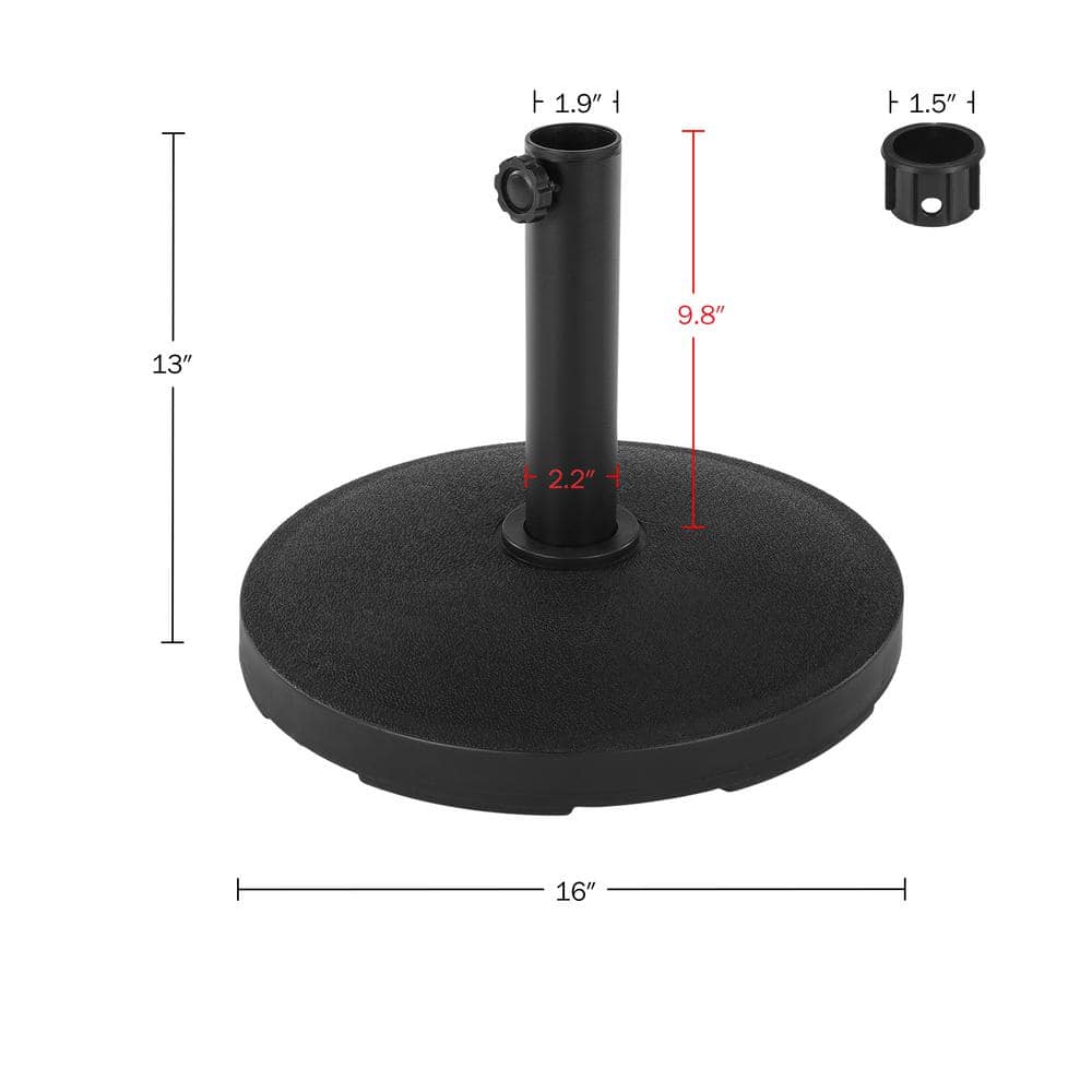 Black Round Concrete Outdoor Umbrella Base, 26 lbs